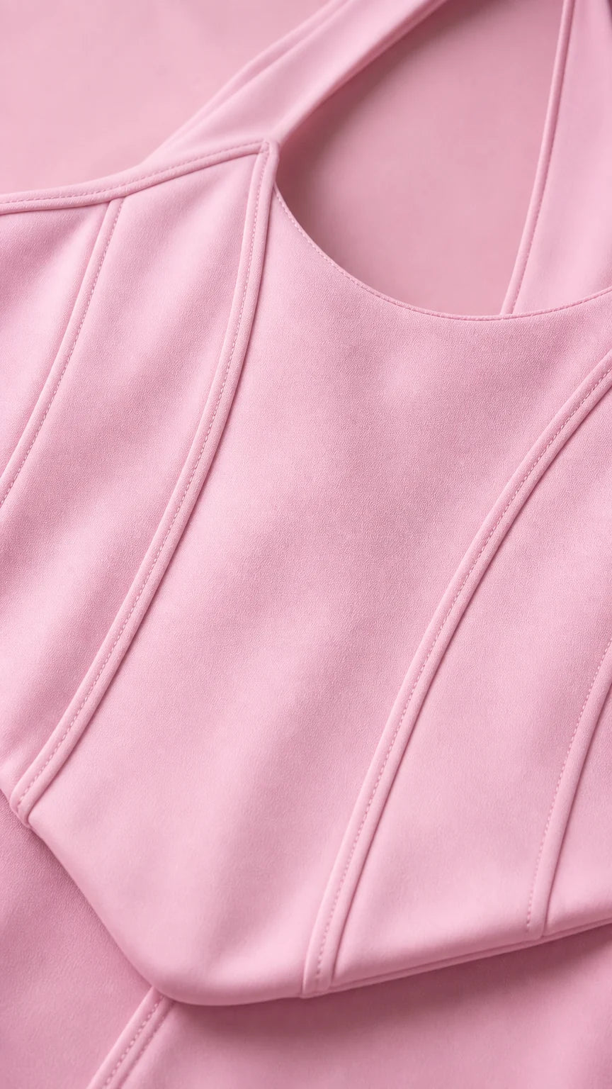 Close-up detail of structured corset seams on bodice