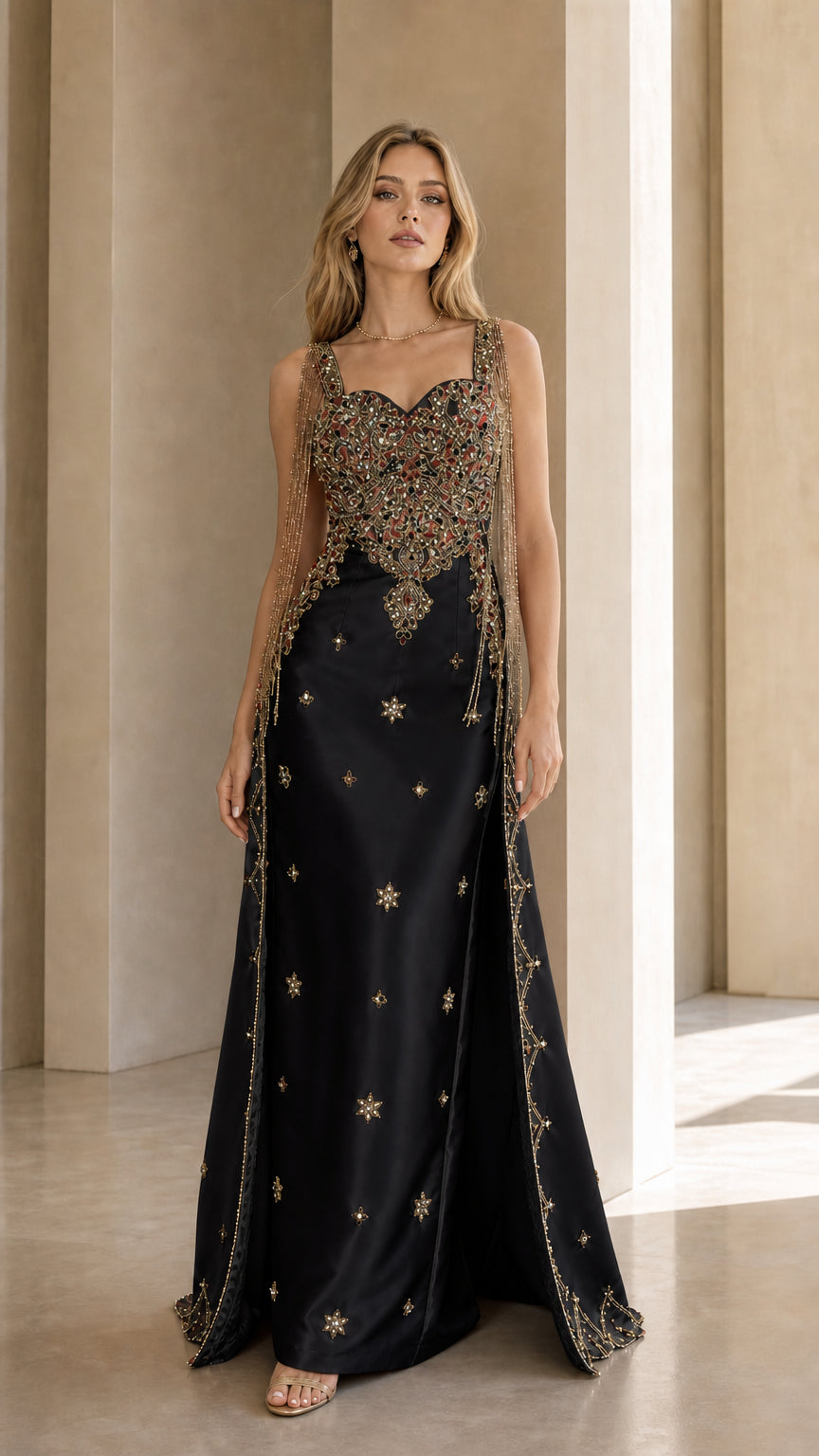 Black variant of the embellished evening gown