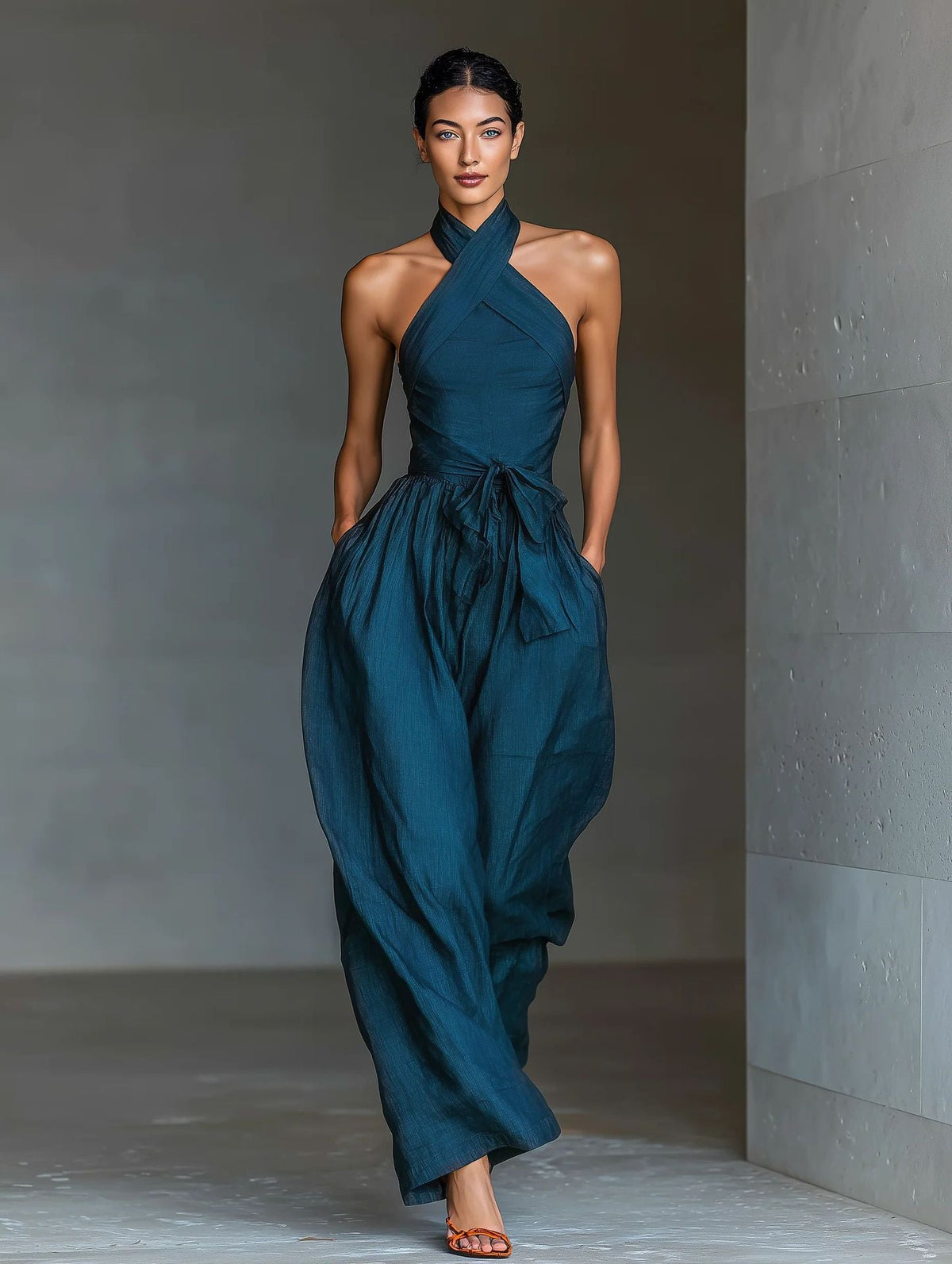 Elegant Halter Wide-Leg Jumpsuit