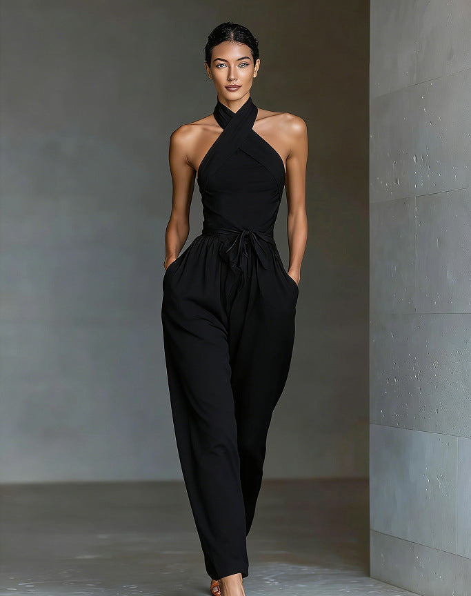 Elegant Halter Wide-Leg Jumpsuit