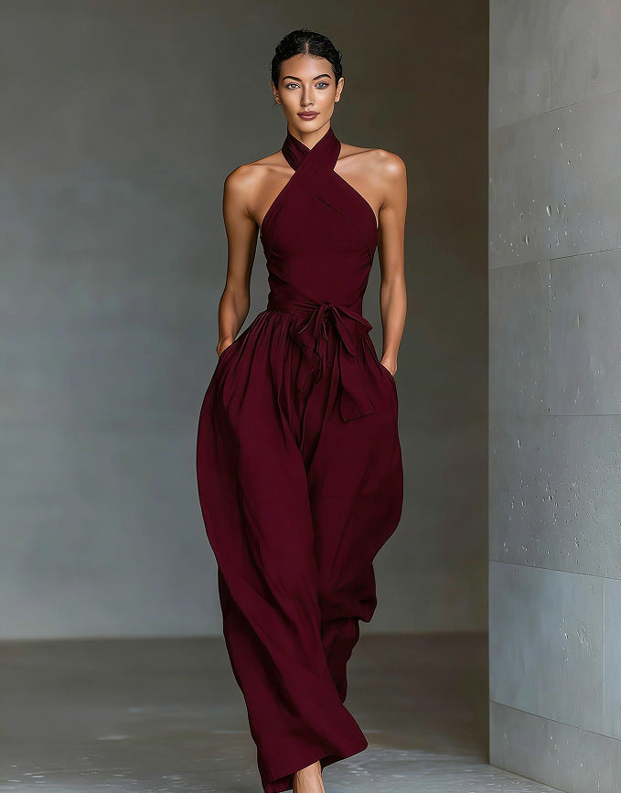 Elegant Halter Wide-Leg Jumpsuit