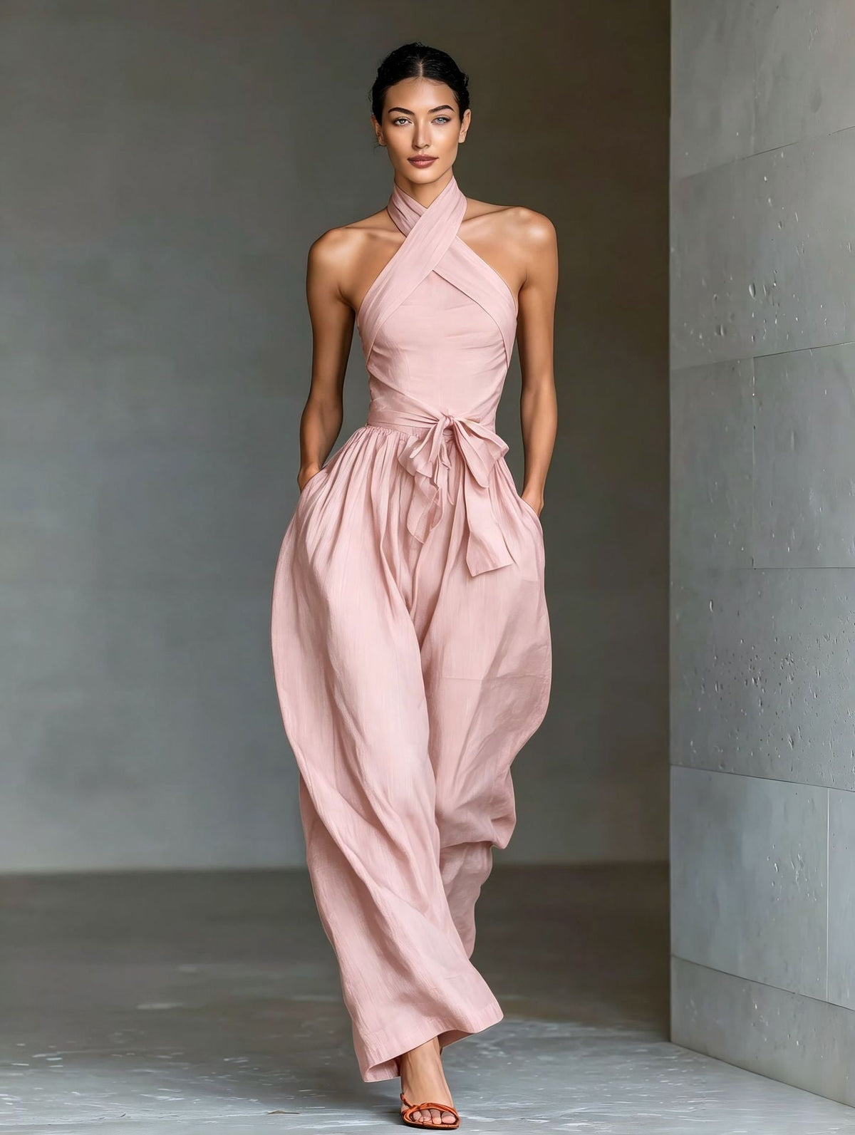 Elegant Halter Wide-Leg Jumpsuit