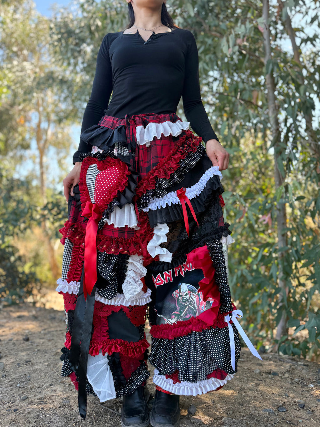 Upcycled Adjustable-Waist Ruffle Pants