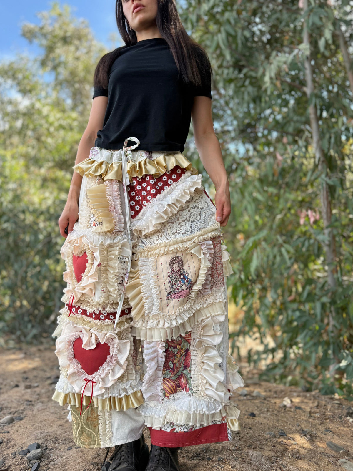 Upcycled Adjustable-Waist Ruffle Pants