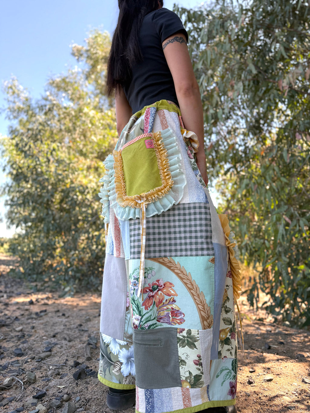 Upcycled Adjustable-Waist Ruffle Pants