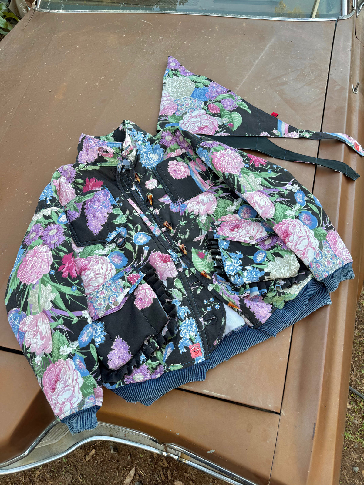 Upcycled Jacket & Headscarf Set