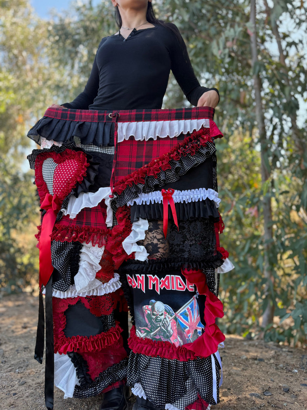 Upcycled Adjustable-Waist Ruffle Pants