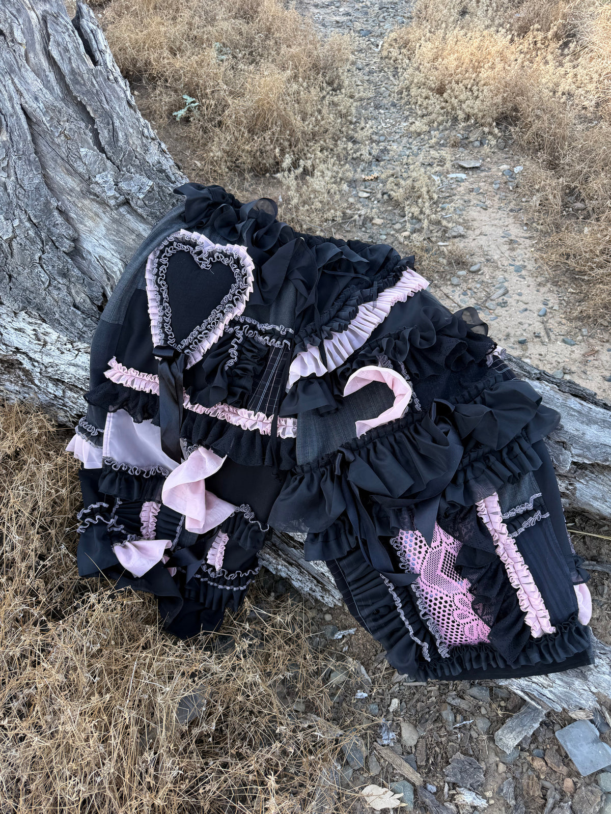 Upcycled Adjustable-Waist Ruffle Pants